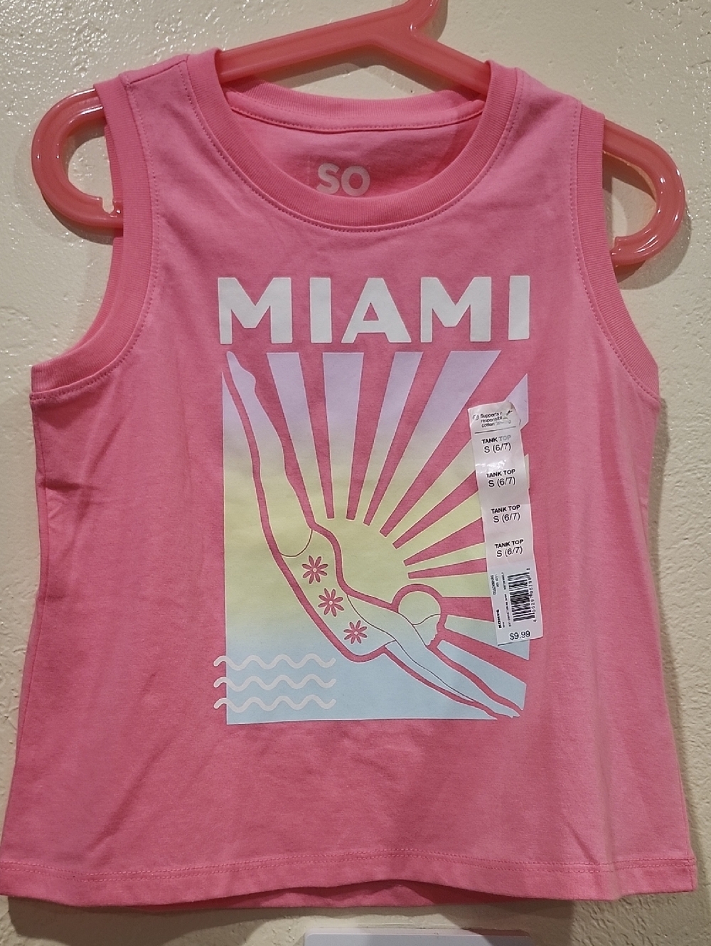 SO Pink 'Miami' Graphic Tank Top for Kids